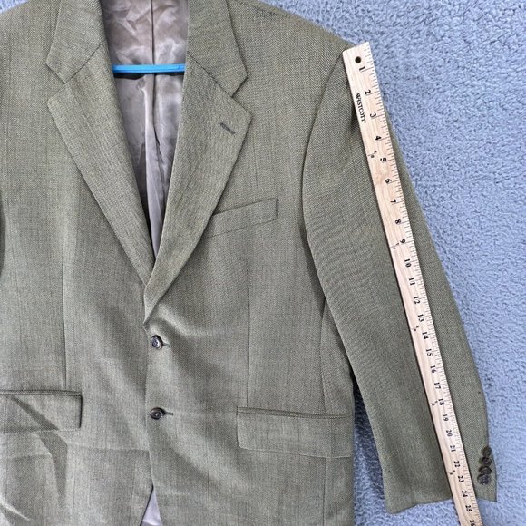 Vintage Chaps Ralph Lauren Men's 2 Button 44 R Silk Wool Plaid Green Sports Coat - Picture 9 of 14